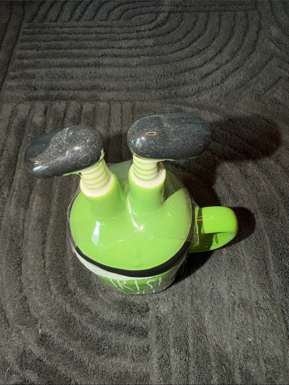 Rae Dunn Green 'Irish Coffee' Ceramic Mug with Novelty Boot Lid